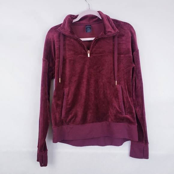 C9 Champion Womens Velvet Sweater Pullover Pockets Stretch Burgundy size small - Picture 1 of 4
